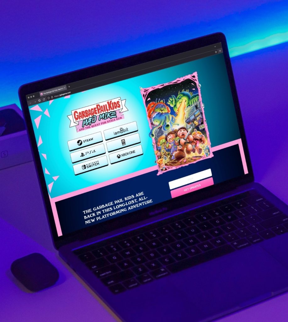 Garbage Pale Kids video game website displayed on a laptop